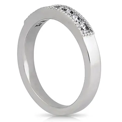 14K white gold Princesss Cut Channel Set Milgrain Edge Diamond Wedding Ring (0.40 ct. tw.) - alternate view 3 thumbnail