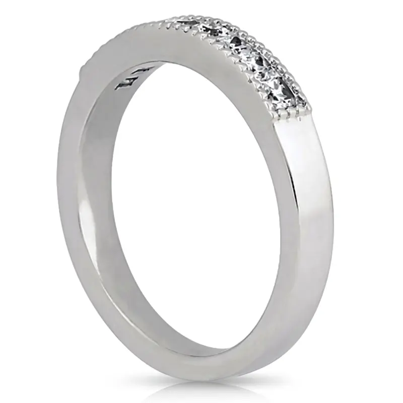 14K white gold Princesss Cut Channel Set Milgrain Edge Diamond Wedding Ring (0.40 ct. tw.) - alternate view 3