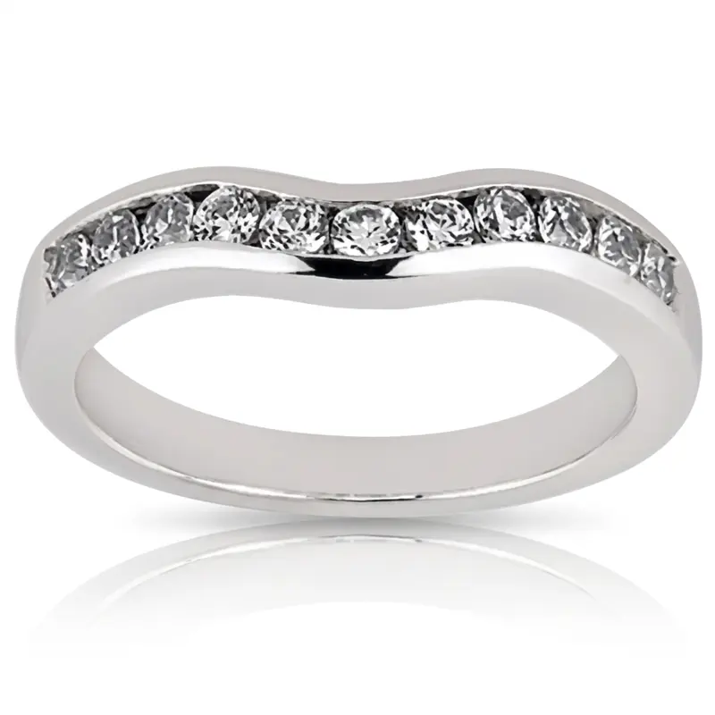 18K white gold Round Cut Channel Set Curved Diamond Bridal Ring (0.26 t.c.w.) - main view