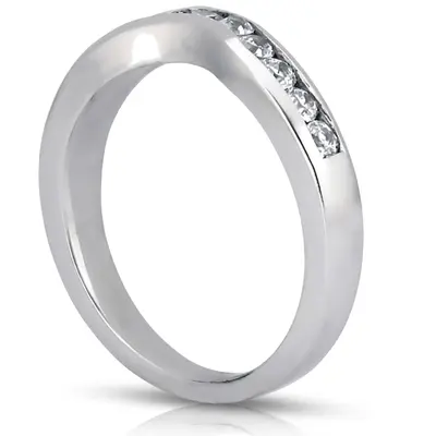 18K white gold Round Cut Channel Set Curved Diamond Bridal Ring (0.26 t.c.w.) - alternate view 4 thumbnail