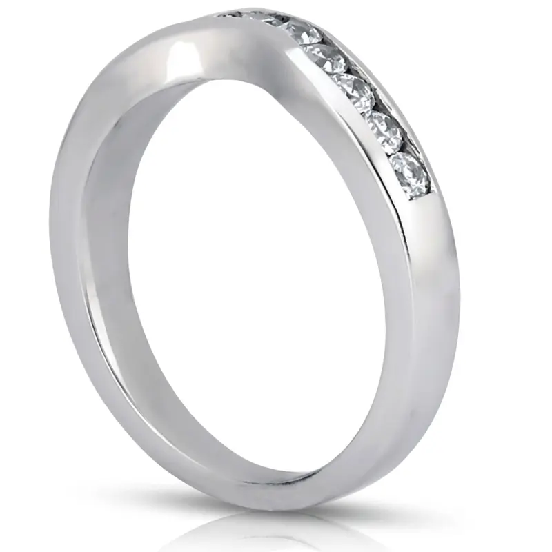 18K white gold Round Cut Channel Set Curved Diamond Bridal Ring (0.26 t.c.w.) - alternate view 4