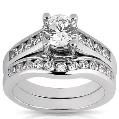 Round Cut Channel Set Curved Diamond Bridal Ring (0.26 t.c.w.) alternate view