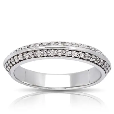 Double Row Pave Set Round Diamond Bridal Ring