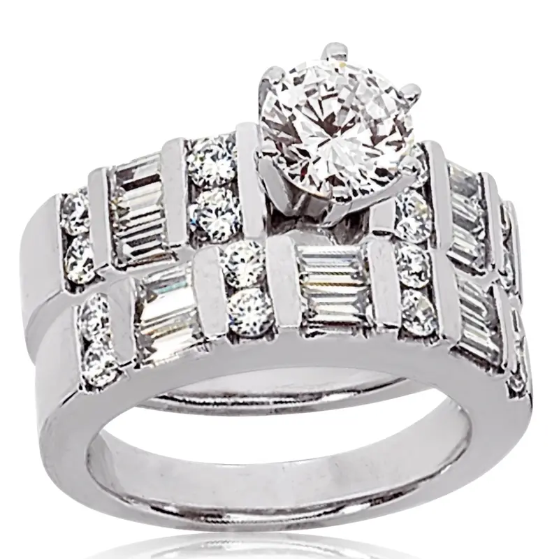 14K white gold 2/3 ct. Double Row Multi-Shape Diamond Wedding Ring - alternate view 6
