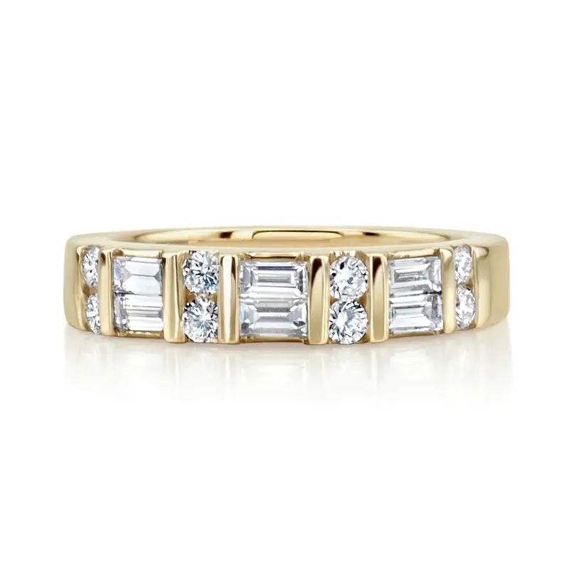 14K white gold 2/3 ct. Double Row Multi-Shape Diamond Wedding Ring - main view