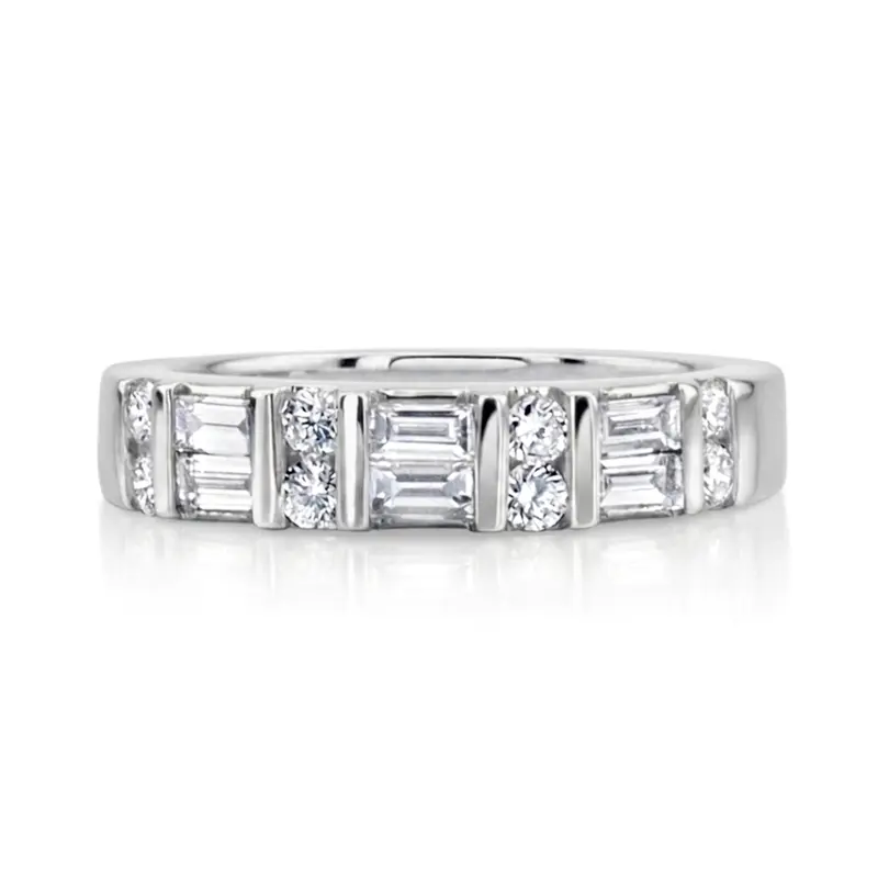 14K white gold 2/3 ct. Double Row Multi-Shape Diamond Wedding Ring - alternate view 2