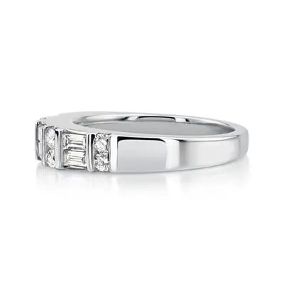 14K white gold 2/3 ct. Double Row Multi-Shape Diamond Wedding Ring - alternate view 3 thumbnail