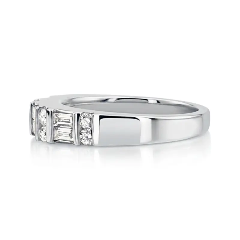 14K white gold 2/3 ct. Double Row Multi-Shape Diamond Wedding Ring - alternate view 3