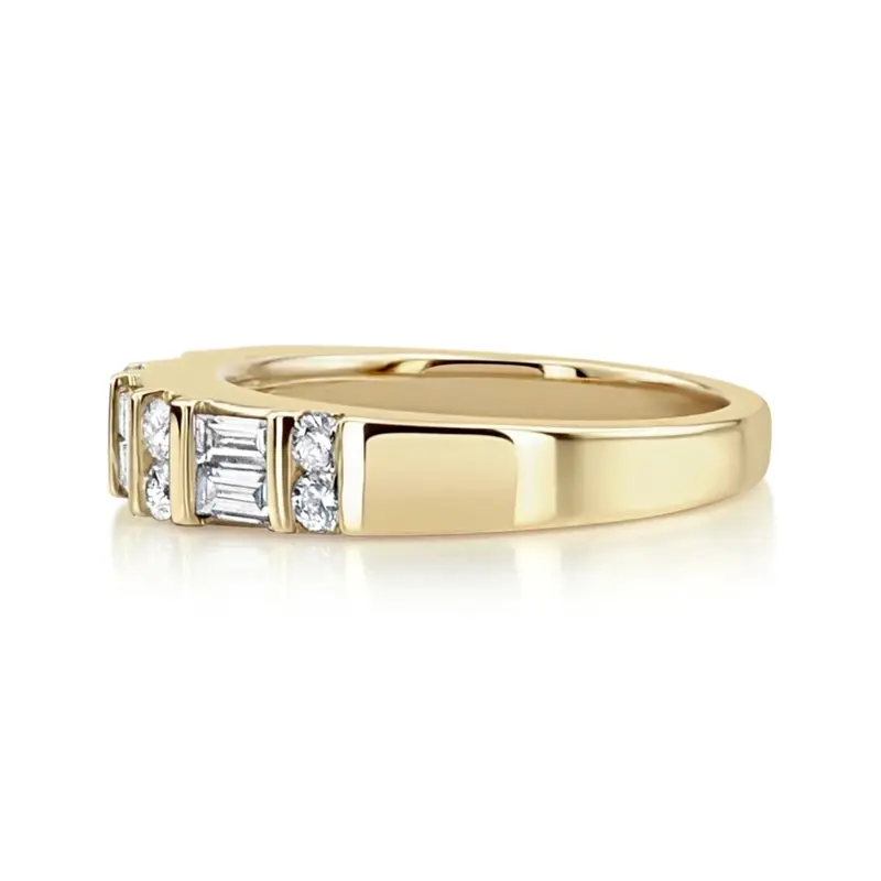 14K white gold 2/3 ct. Double Row Multi-Shape Diamond Wedding Ring - alternate view 4