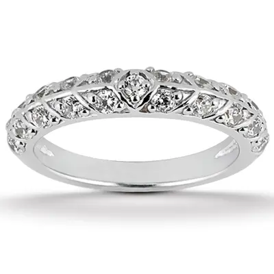 14K white gold 0.63 ct. Round Cut Fancy Diamond Bridal Ring - alternate view 3 thumbnail