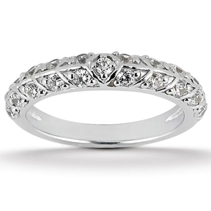 14K white gold 0.63 ct. Round Cut Fancy Diamond Bridal Ring - alternate view 3