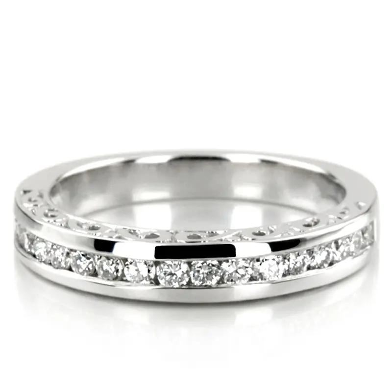 18K white gold 0.34 ct. Channel Set Antique Diamond Wedding Band - alternate view 2
