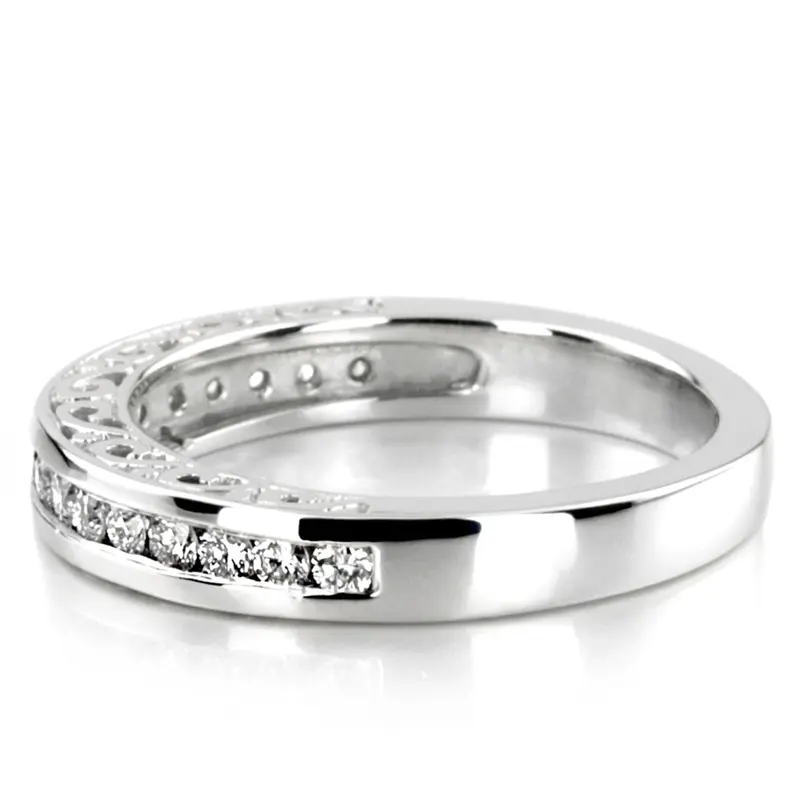 18K white gold 0.34 ct. Channel Set Antique Diamond Wedding Band - alternate view 3