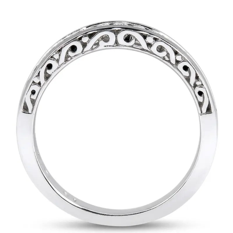 18K white gold 0.34 ct. Channel Set Antique Diamond Wedding Band - alternate view 4
