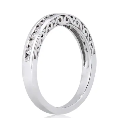 18K white gold 0.34 ct. Channel Set Antique Diamond Wedding Band - alternate view 5 thumbnail