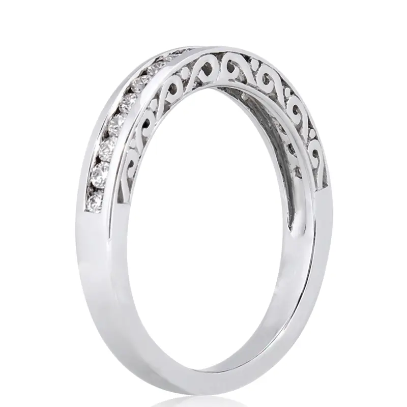 18K white gold 0.34 ct. Channel Set Antique Diamond Wedding Band - alternate view 5