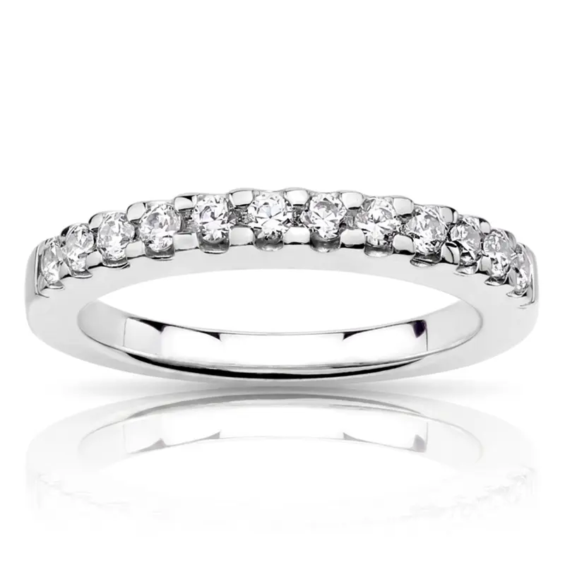 18K white gold Shared Prong Set Diamond Wedding Band (0.42ct. tw) - main view