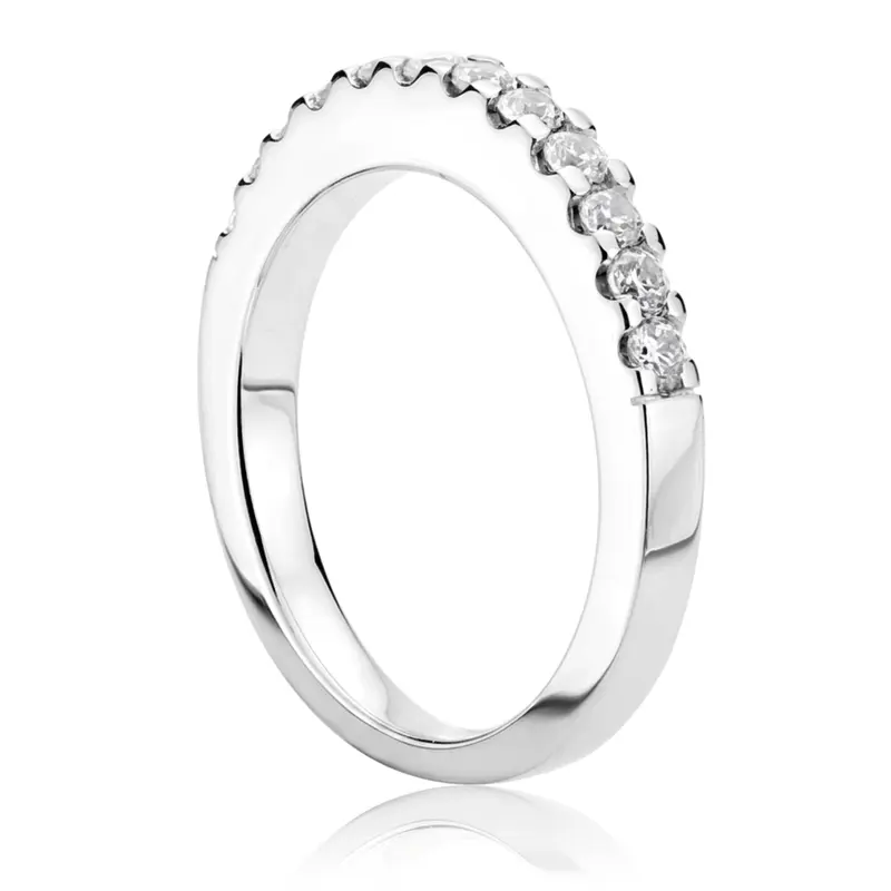 18K white gold Shared Prong Set Diamond Wedding Band (0.42ct. tw) - alternate view 2