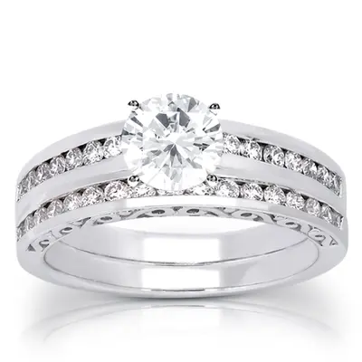 18K white gold 0.34 ct. Channel Set Antique Diamond Wedding Band - alternate view 6 thumbnail
