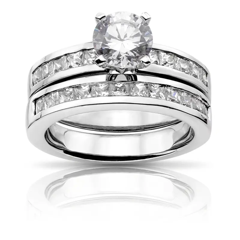 14K white gold 0.60 ct. Princesss Cut Channel Set Diamond Wedding Band - alternate view 5