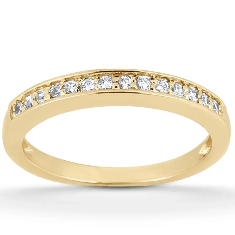 14K rose gold 0.33 ct. Round Cut Bead Set Diamond Wedding Ring - alternate view 3