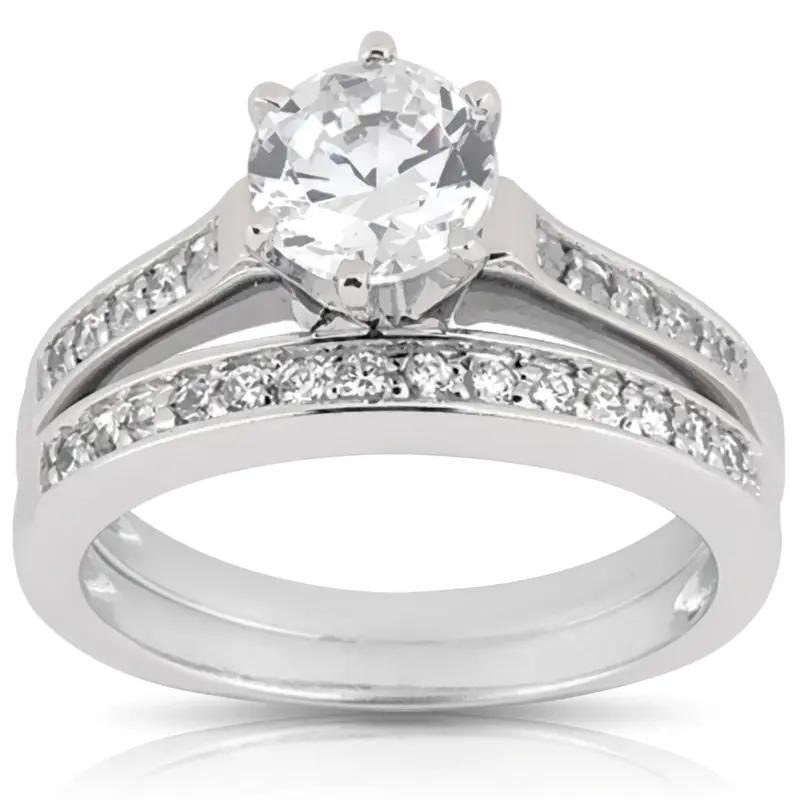 14K rose gold 0.33 ct. Round Cut Bead Set Diamond Wedding Ring - alternate view 2
