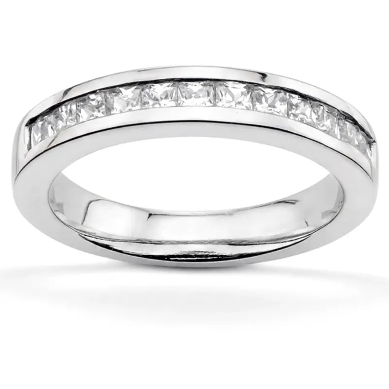 14K white gold 0.60 ct. Princesss Cut Channel Set Diamond Wedding Band - main view
