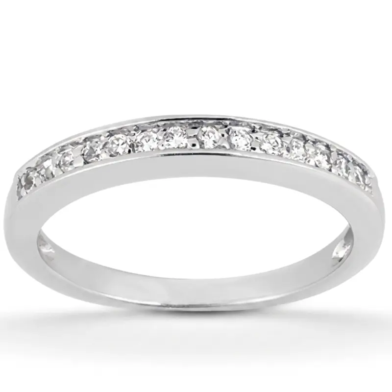 14K rose gold 0.33 ct. Round Cut Bead Set Diamond Wedding Ring - main view