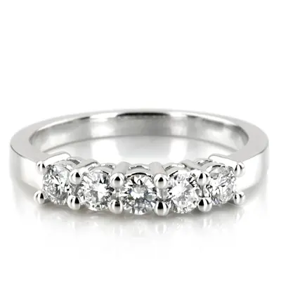 Five Stone Round Cut Prong Set  Diamond Anniversary Ring (0.50 ct. tw.)
