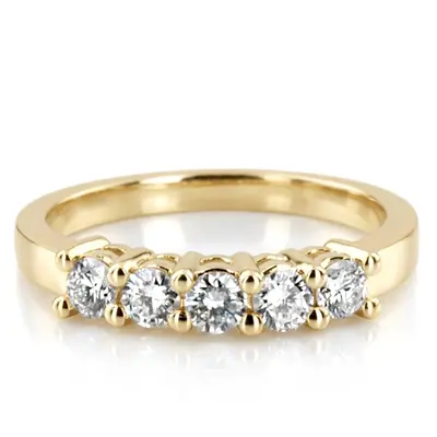 14K white gold Five Stone Round Cut Prong Set Diamond Anniversary Ring (0.50 ct. tw.) - alternate view 3 thumbnail