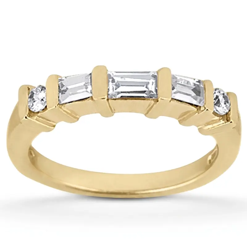 18K white gold 0.54 ct. Multi-Shape Bar Set Diamond Bridal Ring - alternate view 2