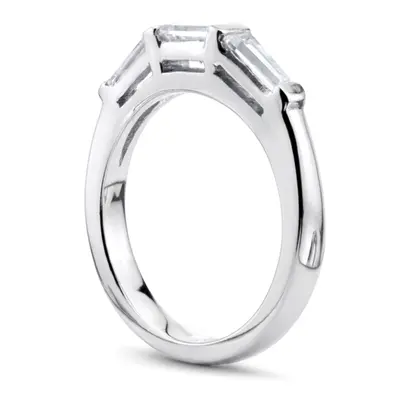 14K white gold Baguette Cut Bar Set Diamond Bridal Ring (0.36 ct. tw.) - alternate view 3 thumbnail
