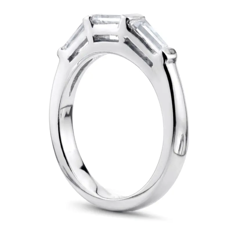 14K white gold Baguette Cut Bar Set Diamond Bridal Ring (0.36 ct. tw.) - alternate view 3