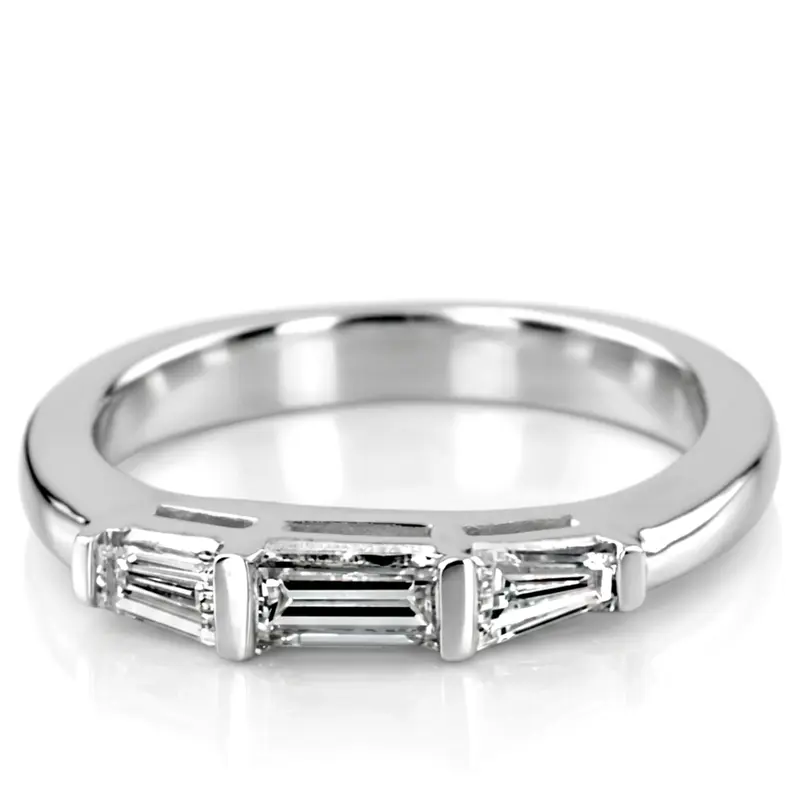 14K white gold Baguette Cut Bar Set Diamond Bridal Ring (0.36 ct. tw.) - main view