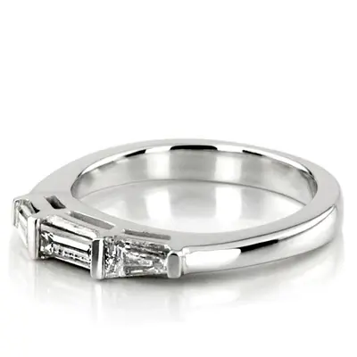 14K white gold Baguette Cut Bar Set Diamond Bridal Ring (0.36 ct. tw.) - alternate view 5 thumbnail