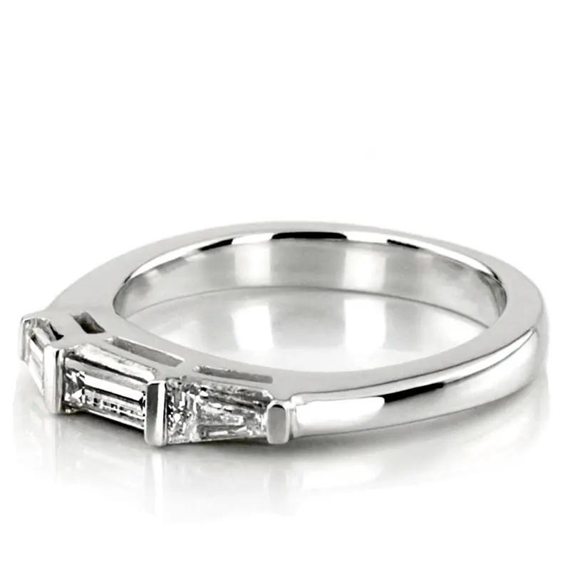 14K white gold Baguette Cut Bar Set Diamond Bridal Ring (0.36 ct. tw.) - alternate view 5