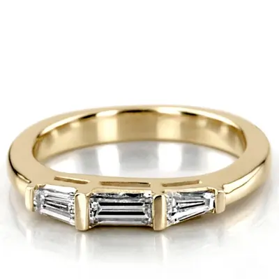 14K white gold Baguette Cut Bar Set Diamond Bridal Ring (0.36 ct. tw.) - alternate view 4 thumbnail
