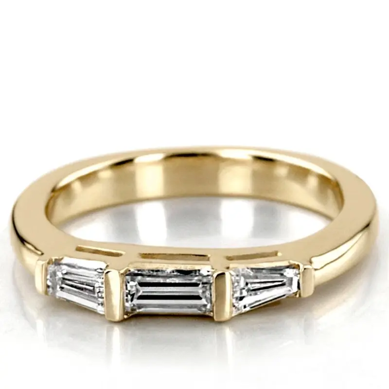 14K white gold Baguette Cut Bar Set Diamond Bridal Ring (0.36 ct. tw.) - alternate view 4