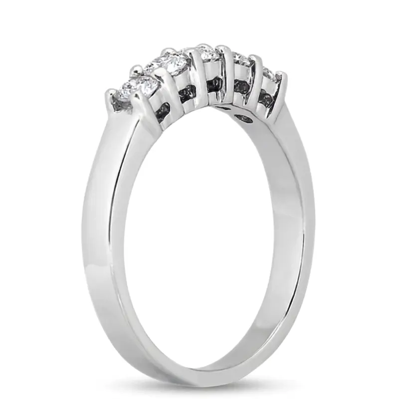 14K white gold Five Stone Round Cut Prong Set Diamond Anniversary Ring (0.50 ct. tw.) - alternate view 6