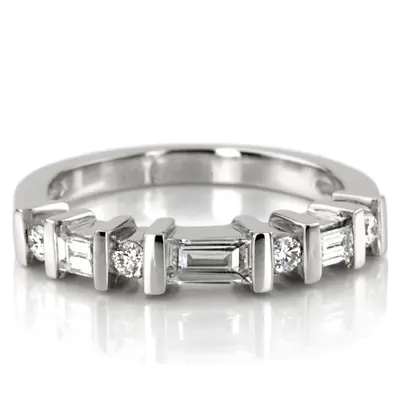 Round and Baguette Cut Bar Set Diamond Wedding Ring (0.34 ct. tw.) alternate view