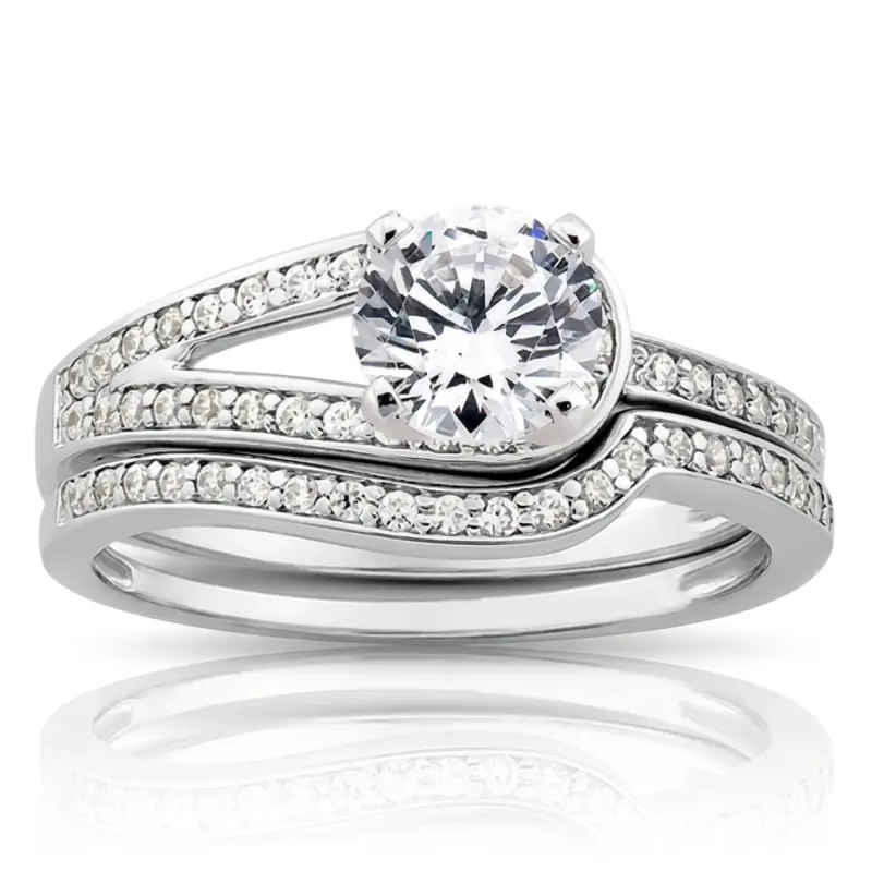18K white gold 0.10 ct. tw. Diamond Bridal Ring - alternate view 6