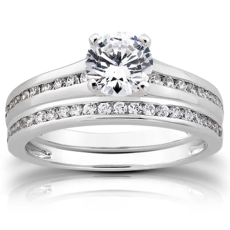14K white gold Fine Channel Set Round Diamond Ring (1/4 ct. tw.) - alternate view 4