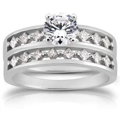 14K white gold Elegant Prong Set Diamond Bridal Ring (1/5 ct. t.w) - alternate view 4 thumbnail