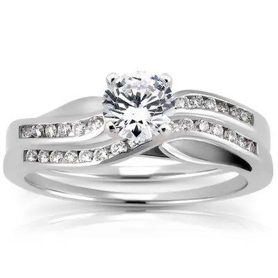 18K white gold 0.12 ct. Diamond Bridal Ring - alternate view 3 thumbnail