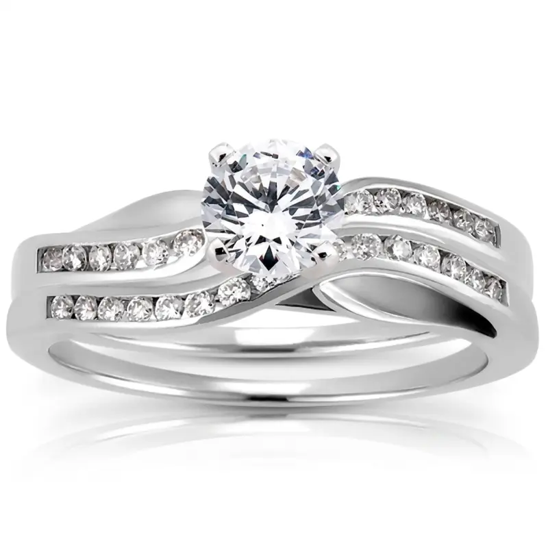 18K white gold 0.12 ct. Diamond Bridal Ring - alternate view 3