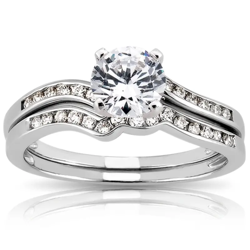 18K white gold 0.15 ct. Diamond Bridal Ring - alternate view 4