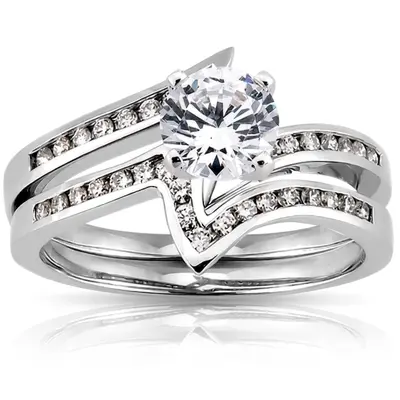 18K white gold 0.135 ct. Diamond Bridal Ring - alternate view 4 thumbnail