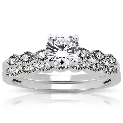 18K white gold 0.055 ct. Diamond Bridal Ring - alternate view 4 thumbnail