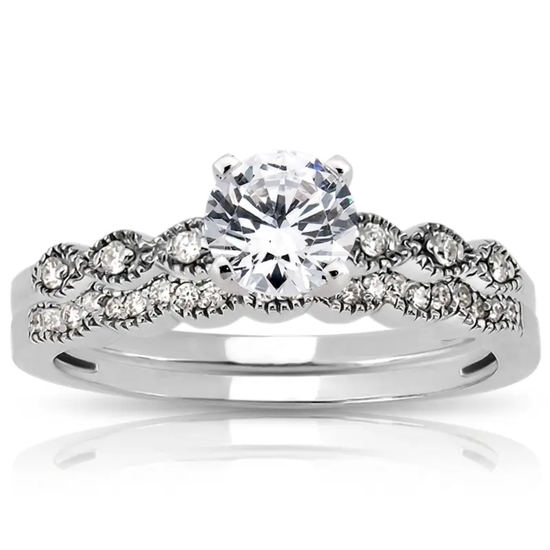 18K white gold 0.055 ct. Diamond Bridal Ring - alternate view 4
