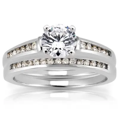 14K white gold Beautifully Crafted Channel Set Diamond Bridal Ring (0.11 ct. tw.) - alternate view 8 thumbnail